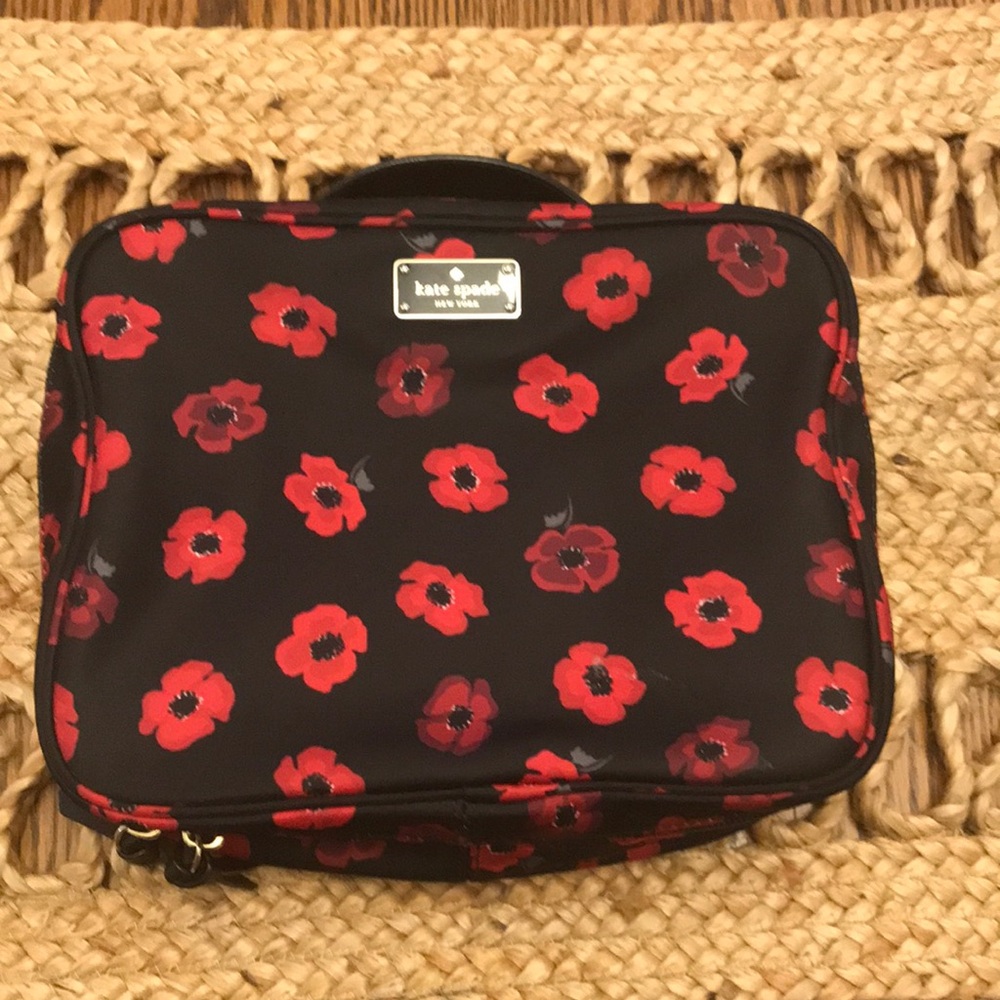 kate spade Black Floral Poppy Travel Cosmetic Case